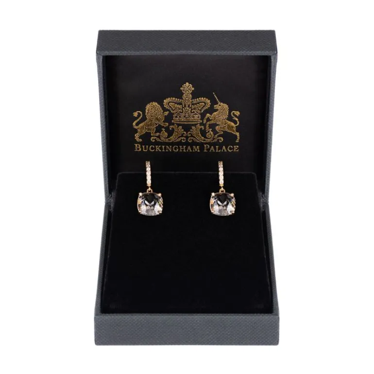 White Square Crystal Earrings